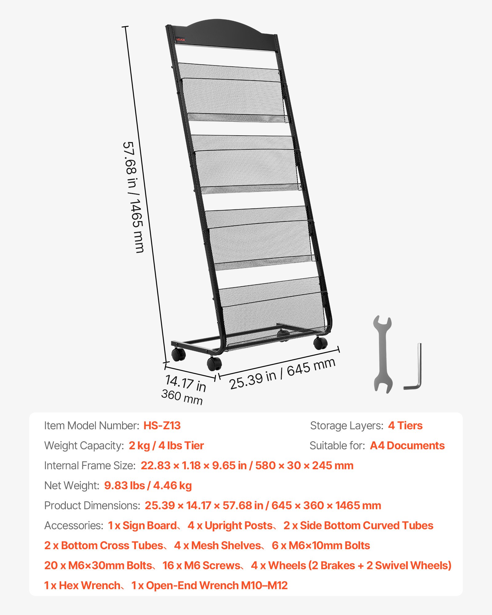 VEVOR składany stojak na broszury, stojak na czasopisma z 4 kieszeniami, stojak na ulotki na kółkach, uchwyt na katalogi, stojak uchylny, stojak na książki, stojak podłogowy na targi, wystawy biurowe, wystawy