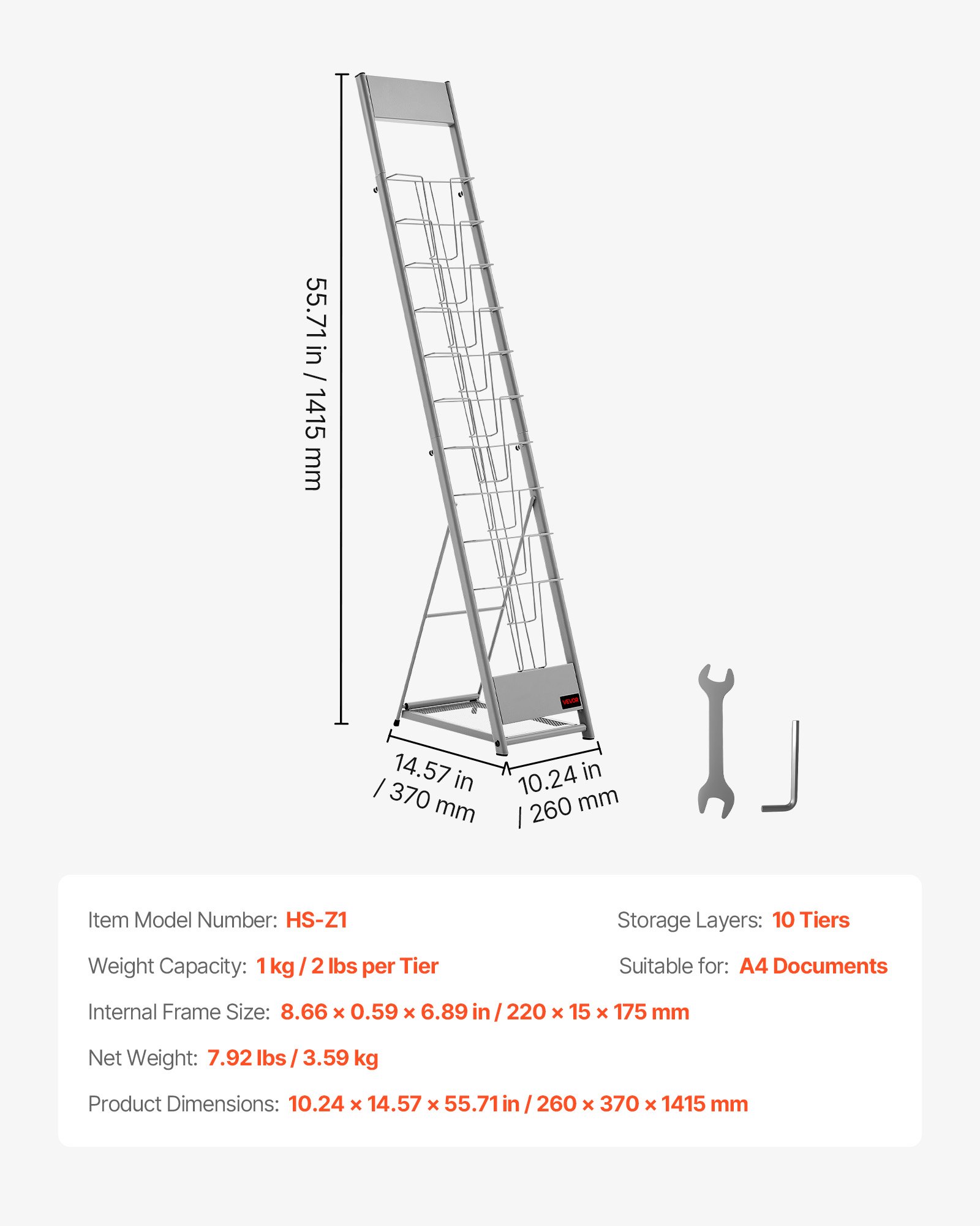 Stojak na broszury VEVOR, stojak na czasopisma z 10 kieszeniami, stojak na broszury, stojak na katalogi, stojak podłogowy na książki, stojak na targi, wystawy, sklep wystawowy, srebrny