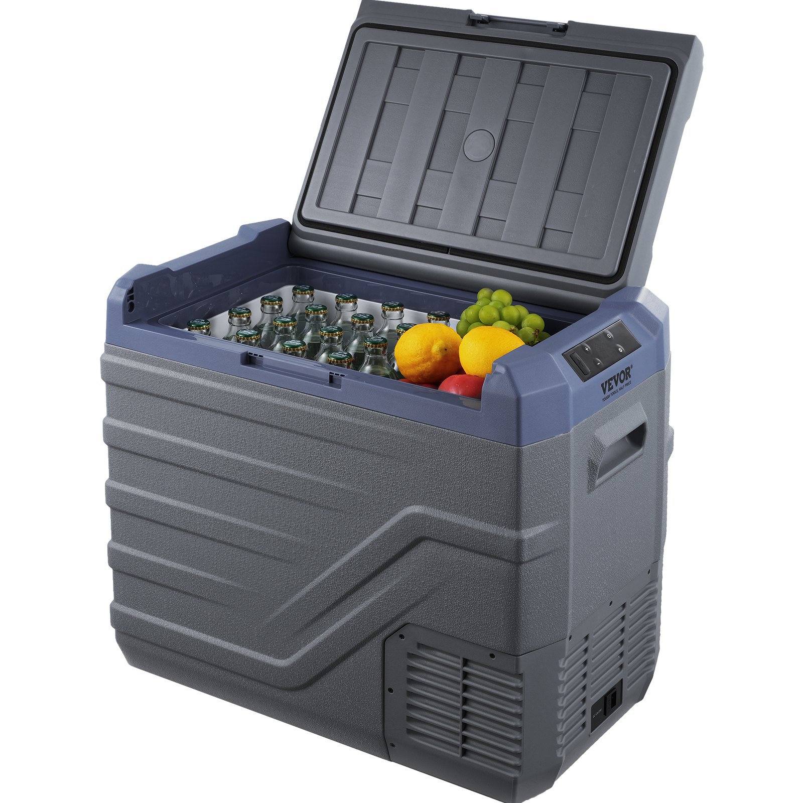 Lodówka samochodowa VEVOR, 12 V, 45 l, jednostrefowa, przenośna zamrażarka z wbudowanym oświetleniem, od -20°C do 20°C, 12/24 V DC i 100-240 V AC, do użytku na zewnątrz, na kempingu i w kamperze