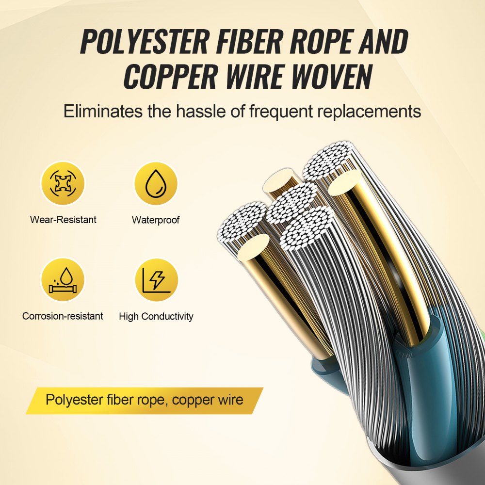 VEVOR Electric Fence Wire, 1000 feet (305 m), Portable Poly Wire, 1/4 inch Diameter, 2 Copper Strands for Reliable Conductivity and Rust Resistance, Fence Rope for Horses, Cattle, Livestock