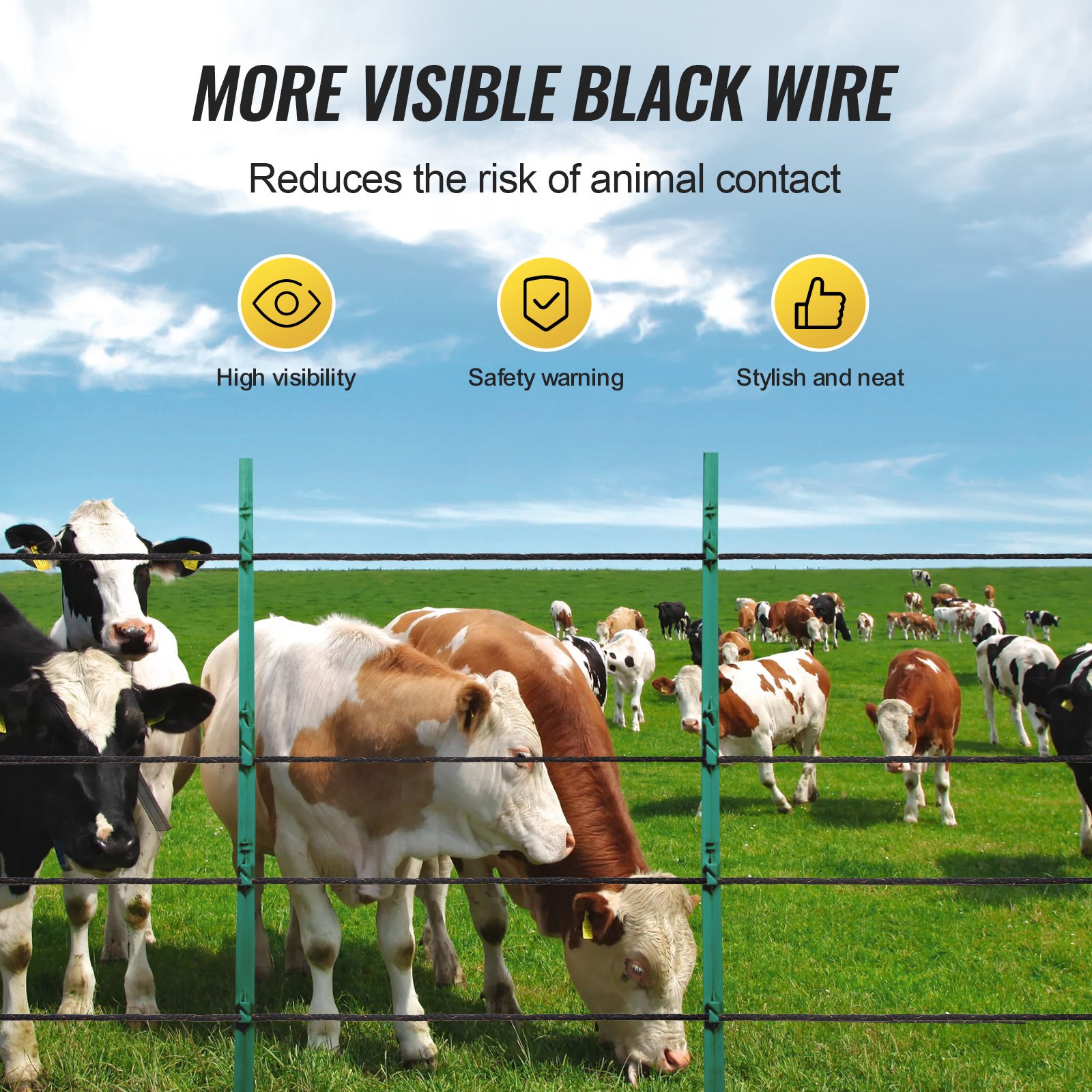 VEVOR Electric Fence Wire, 1000 feet (305 m), Portable Poly Wire, 1/4 inch Diameter, 2 Copper Strands for Reliable Conductivity and Rust Resistance, Fence Rope for Horses, Cattle, Livestock