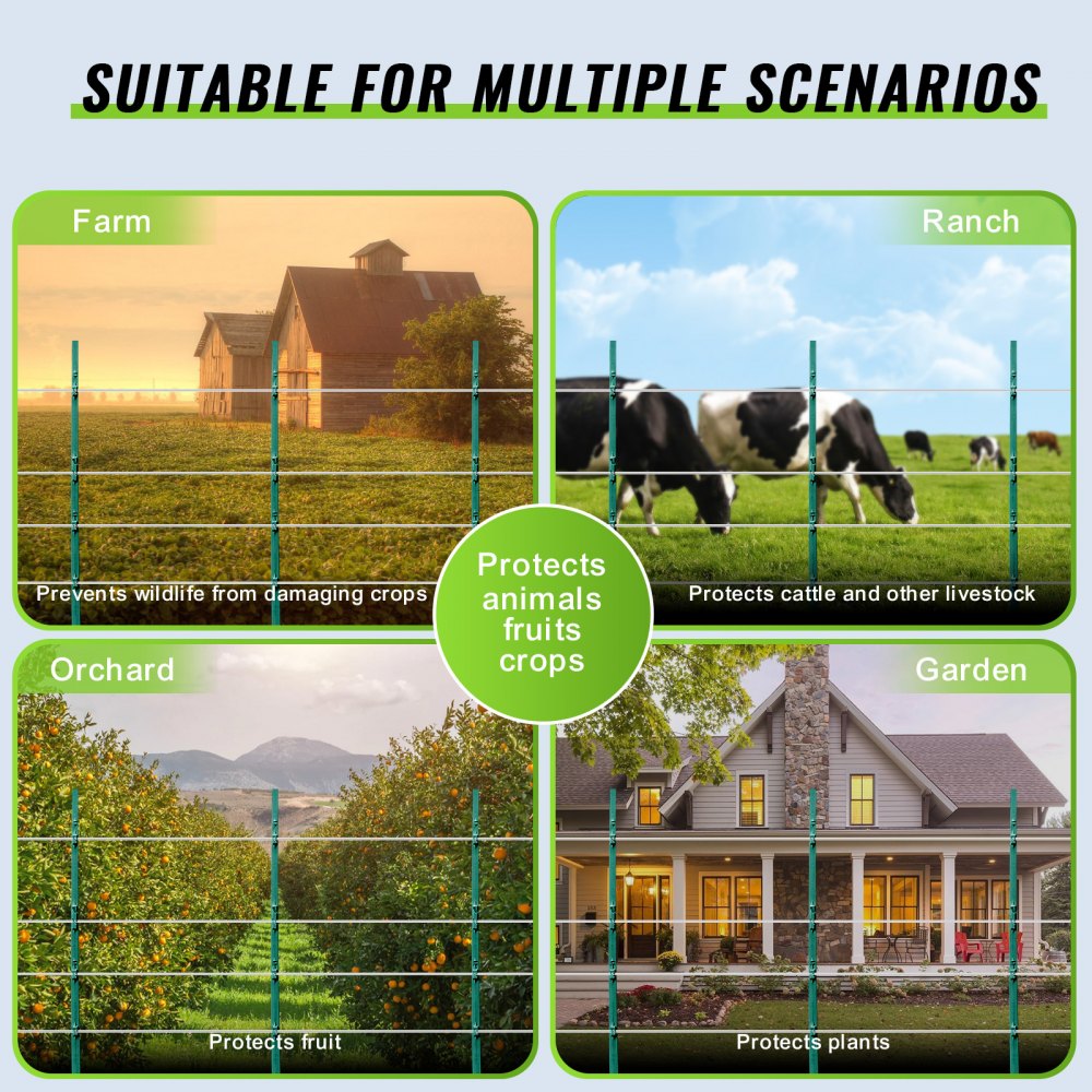 VEVOR 16 Gauge Aluminiowy drut ogrodzeniowy elektryczny, 1640 stóp 500 m Przenośny drut ogrodzeniowy, stop aluminium o średnicy 1,6 mm zapewniający wyższą przewodność i odporność na rdzę, dla koni, bydła i zwierząt gospodarskich