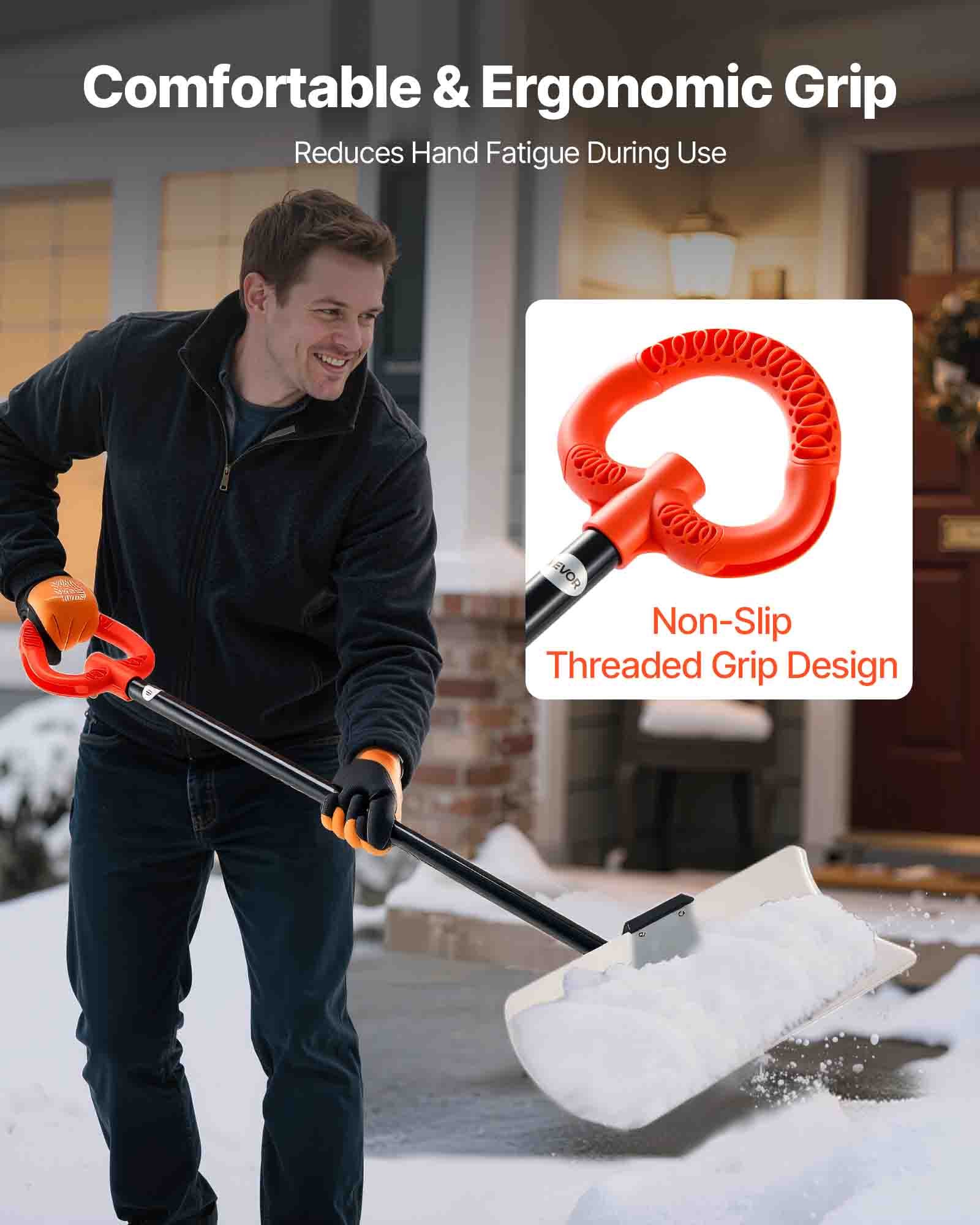 Łopata do śniegu VEVOR, 610 x 1250 mm, odśnieżarka z ergonomicznym uchwytem, ​​lemiesz łopaty HDPE, narzędzie do odśnieżania, przenośna pług do odśnieżania podjazdów, schodów i chodników