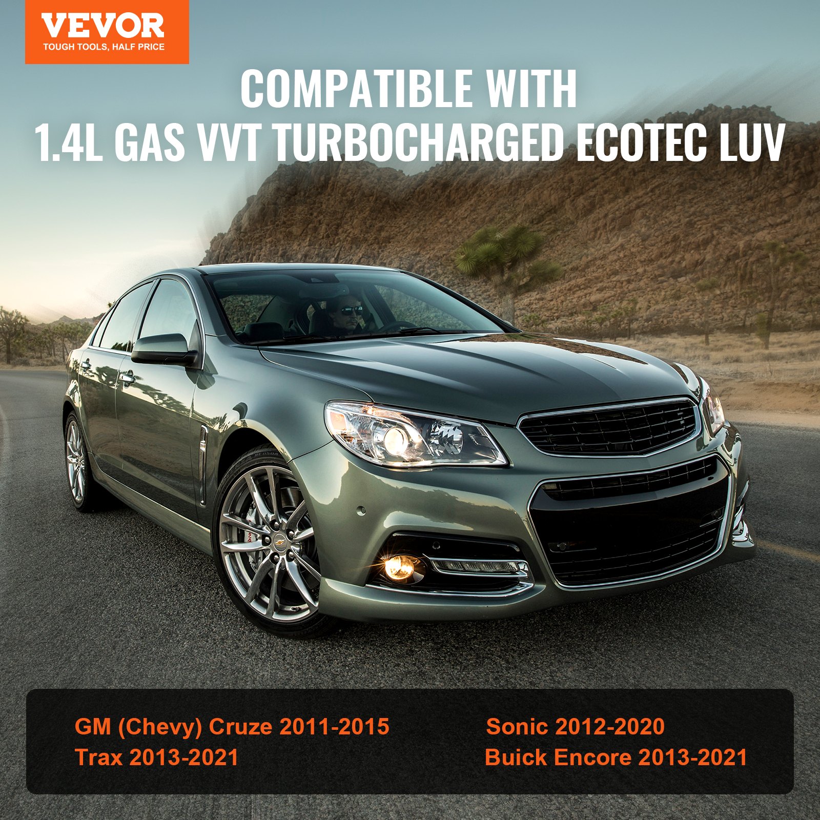 Kompletna turbosprężarka VEVOR z zestawem uszczelek i zaworem elektromagnetycznym, turbosprężarka kompatybilna z modelami GM (Chevy) Cruze 2011-2015 / Sonic 2012-2020 / Trax 2013-2020 / Buick Encore 2013-2021