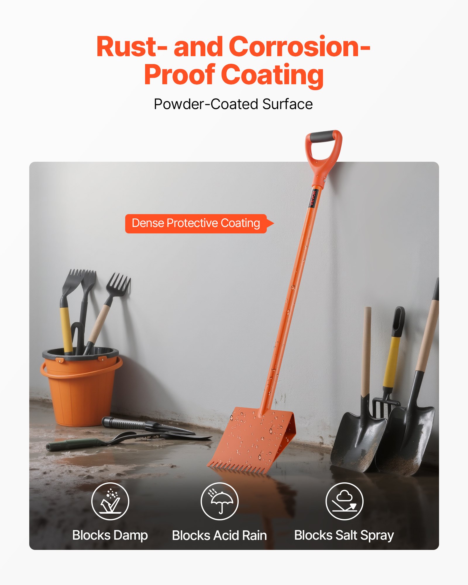 VEVOR Shingle Shovel 2 Pack, D-Grip Handle Shingle Roof Ripper, High Hardness 45# Steel & Lightweight Easy Tearing Off Roofing & Nails Tool, ideal for Commercial and Residential Use,Orange