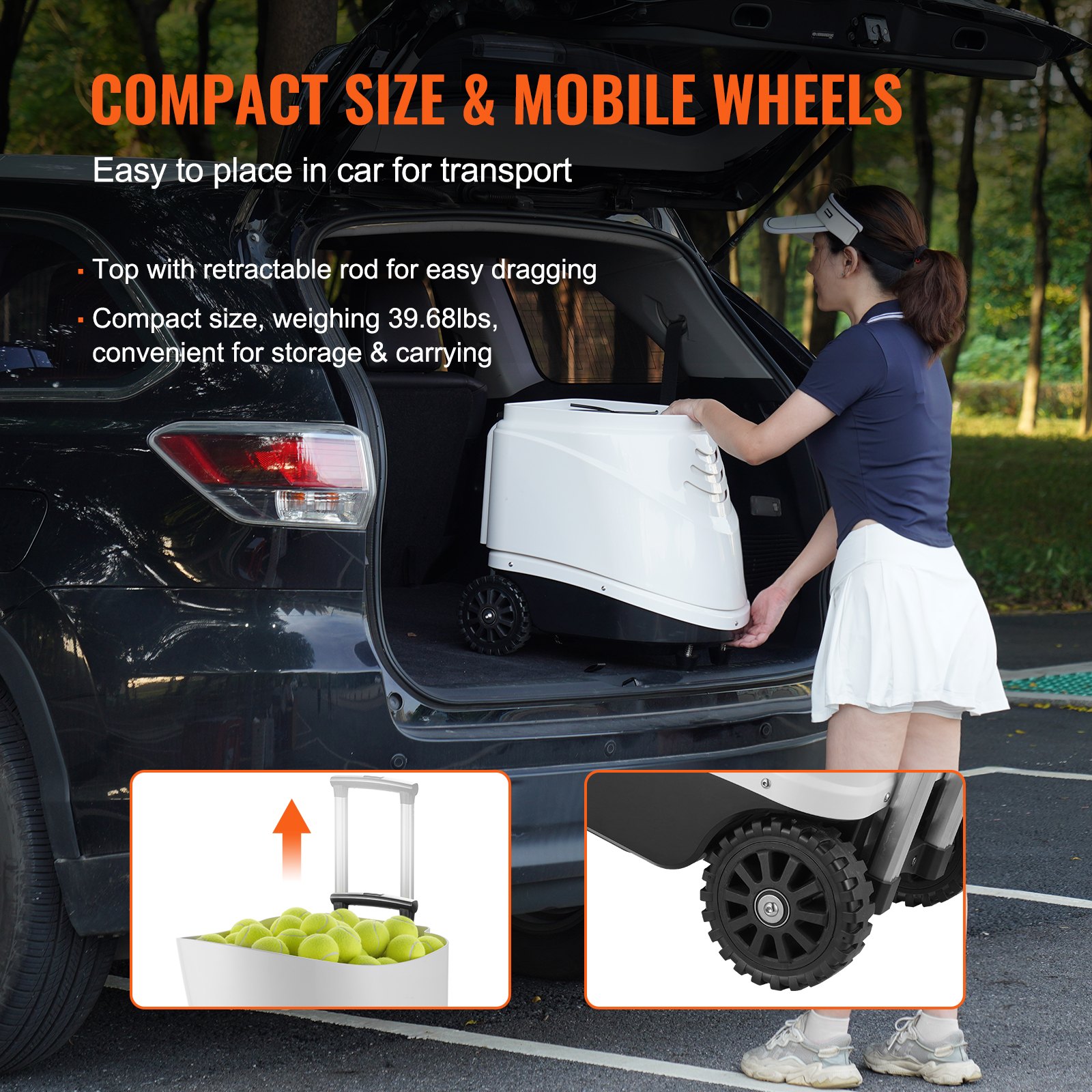 VEVOR Tennis Ball Machine, Automatic Portable Tennis Ball Launcher, Practice Launcher for 150 Balls, Tennis Training, 5 Motors, Multi-Mode Exercises, Over 2 Hours of Playtime, Rechargeable Battery, Remote Control via App