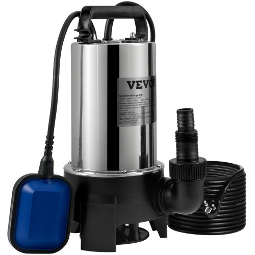 Pompa zanurzeniowa VEVOR 1100W pompa do brudnej wody 230V pompa ogrodowa wydajność 333.3L/min pompa zanurzeniowa do brudnej wody IPX8 wyjście można przyciąć do pompowania wody ze stawów basenowych