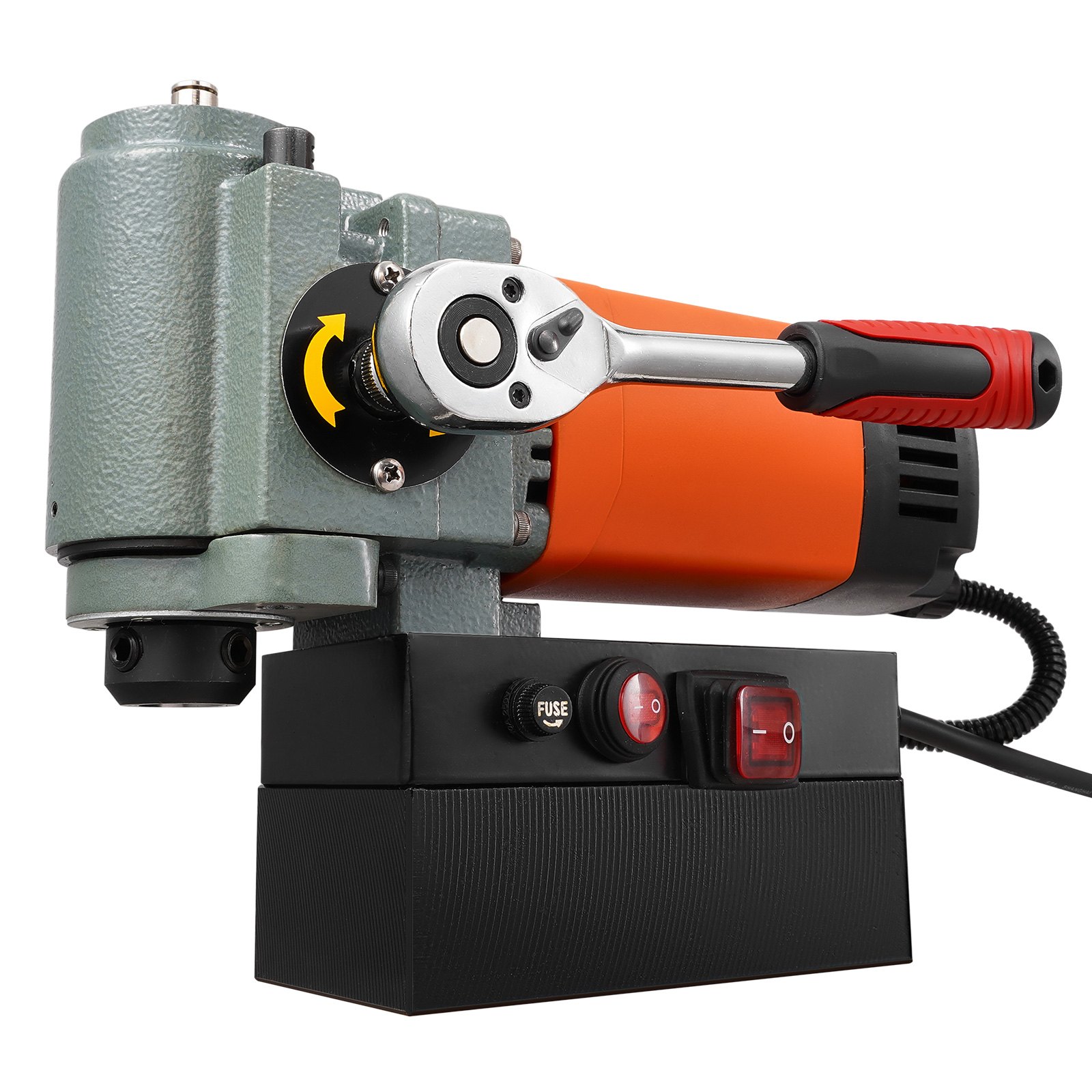VEVOR Magnetic Drilling Machine, Core Drilling Machine 1300 W, Flat Portable Magnetic Drilling Machine with Cooling Device and Overload Protection, Magnetic Press for Equipment Installation, Industry, Metalworking, Orange