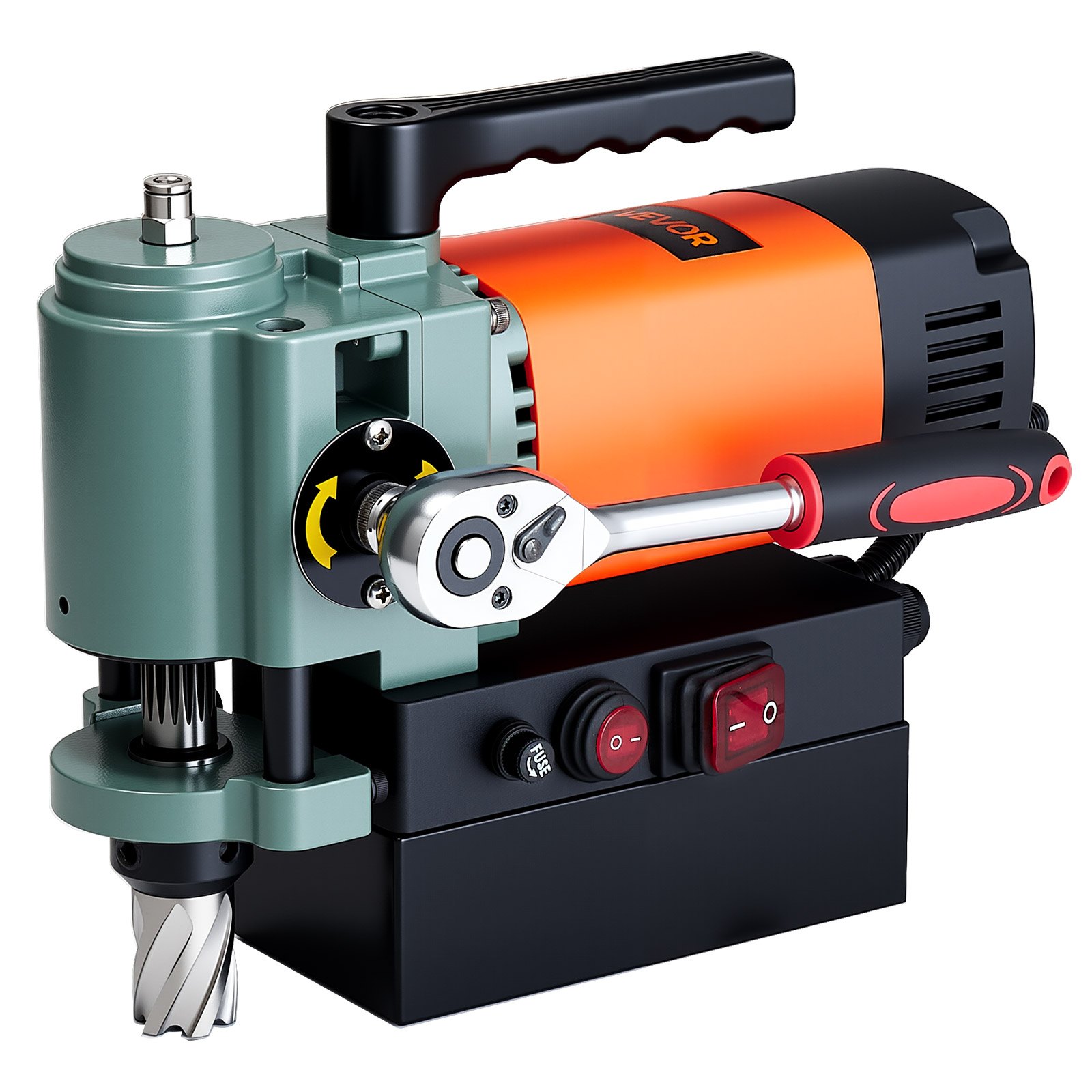 Wiertarka magnetyczna VEVOR Low Profile, 1300 W, średnica wiertła 35 mm, siła 10000 N, przenośna wiertarka magnetyczna z chwytem Weldon, do powierzchni metalowych, do przemysłu, do majsterkowania