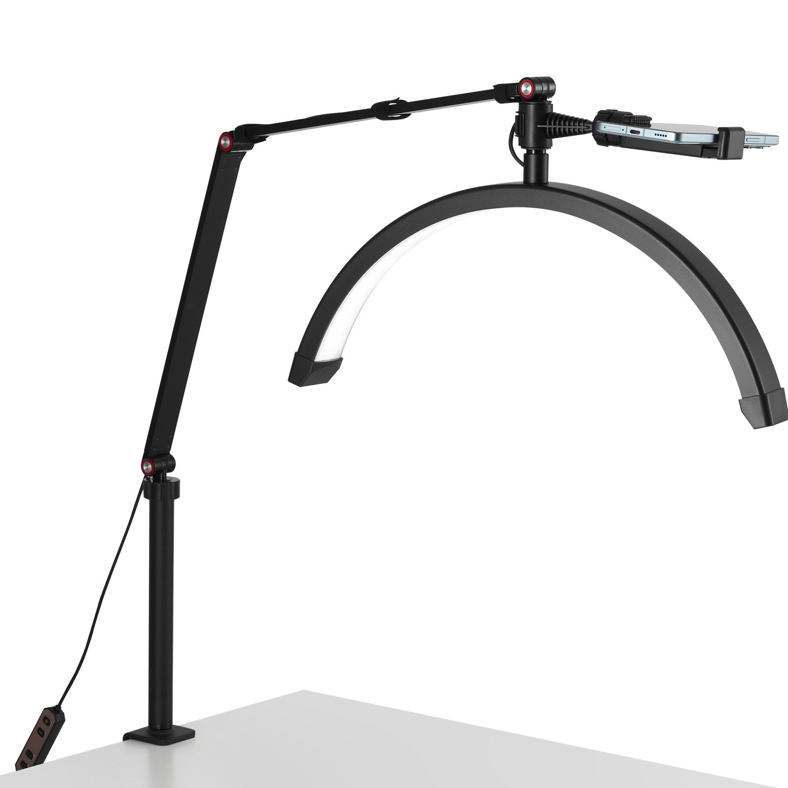 Lampa stołowa VEVOR do paznokci z uchwytem na telefon (20 W, maks. wysokość 765 mm) Lampa do techniki paznokci, lampa stołowa do paznokci z regulowaną jasnością, lampa stołowa dla stylistki paznokci, przedłużanie rzęs