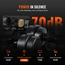Sprężarka powietrza VEVOR 900W Sprężarka szeptana Sprężarka bezolejowa 8L 2800 obr./min