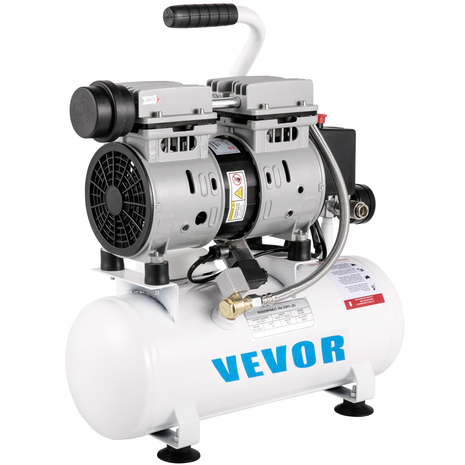 VEVOR Whisper Compressor Bezolejowa sprężarka powietrza 9L 550W Cichy kocioł na sprężone powietrze