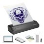 Drukarka szablonów do transferu tatuażu VEVOR, bezprzewodowa drukarka szablonów do tatuażu Bluetooth z 10 sztukami papieru transferowego i torbą z tkaniny, przenośna drukarka do tatuażu dla telefonów z systemem Android i iOS