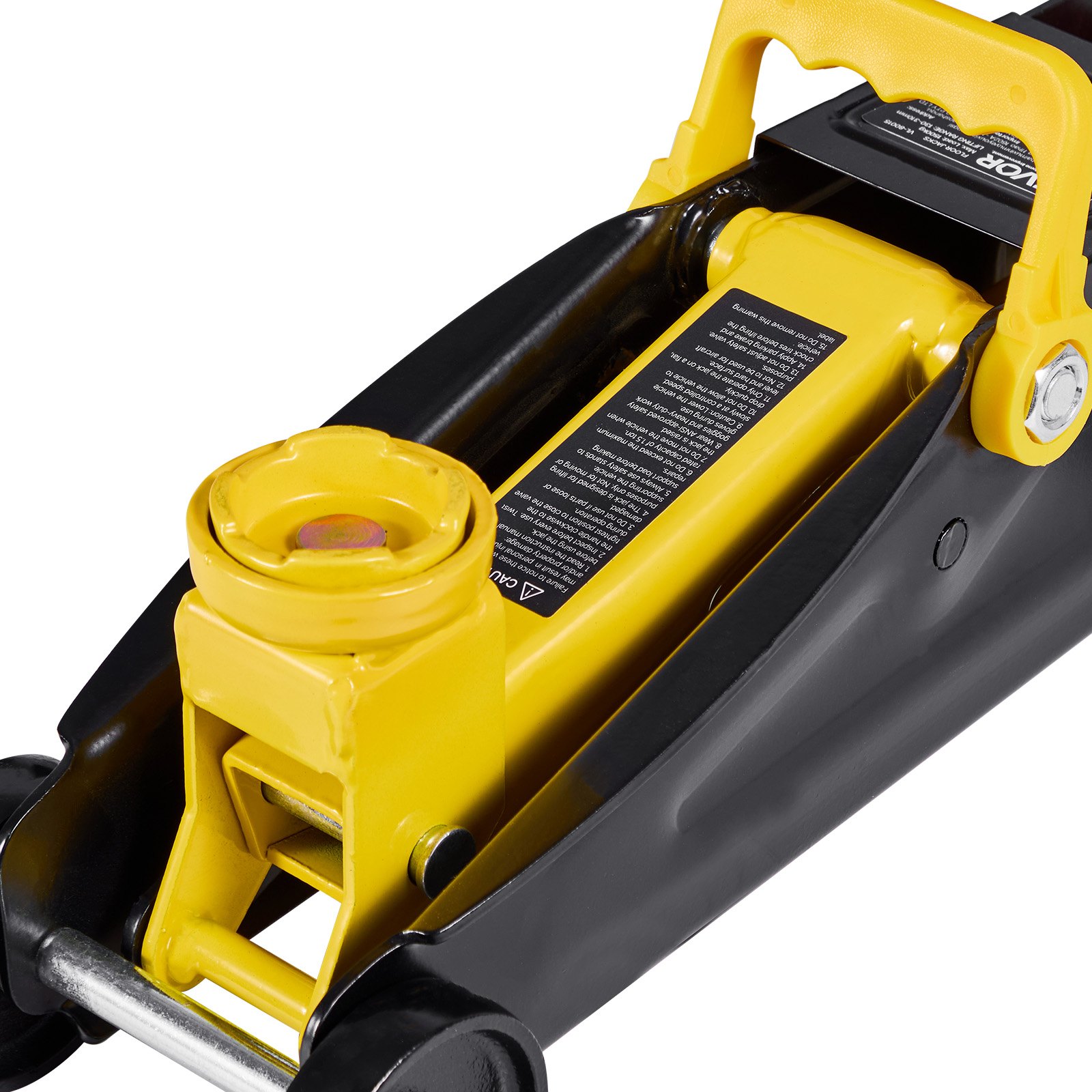 Podnośnik hydrauliczny VEVOR Low-Profile Trolley Jack i koła 360°, udźwig 1,5 t, pompa jednotłokowa Quick-Lift, wysokość podnoszenia 13-31 cm, podnośnik hydrauliczny do samochodów sportowych i sedanów, kolor żółty i czarny