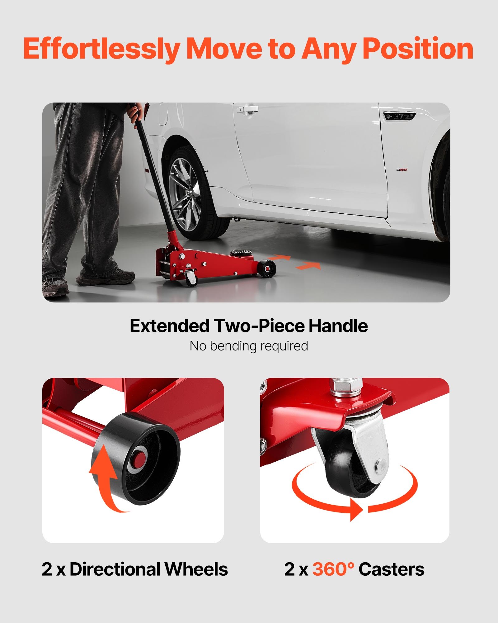 Podnośnik hydrauliczny VEVOR, udźwig 3 tony, niskoprofilowy stalowy podnośnik z jednotłokową pompą szybkiego podnoszenia, podnośnik samochodowy do samochodów sportowych, SUV-ów i pickupów, zakres podnoszenia 13–50 cm, podnośnik do samochodów wyścigowych, czerwony