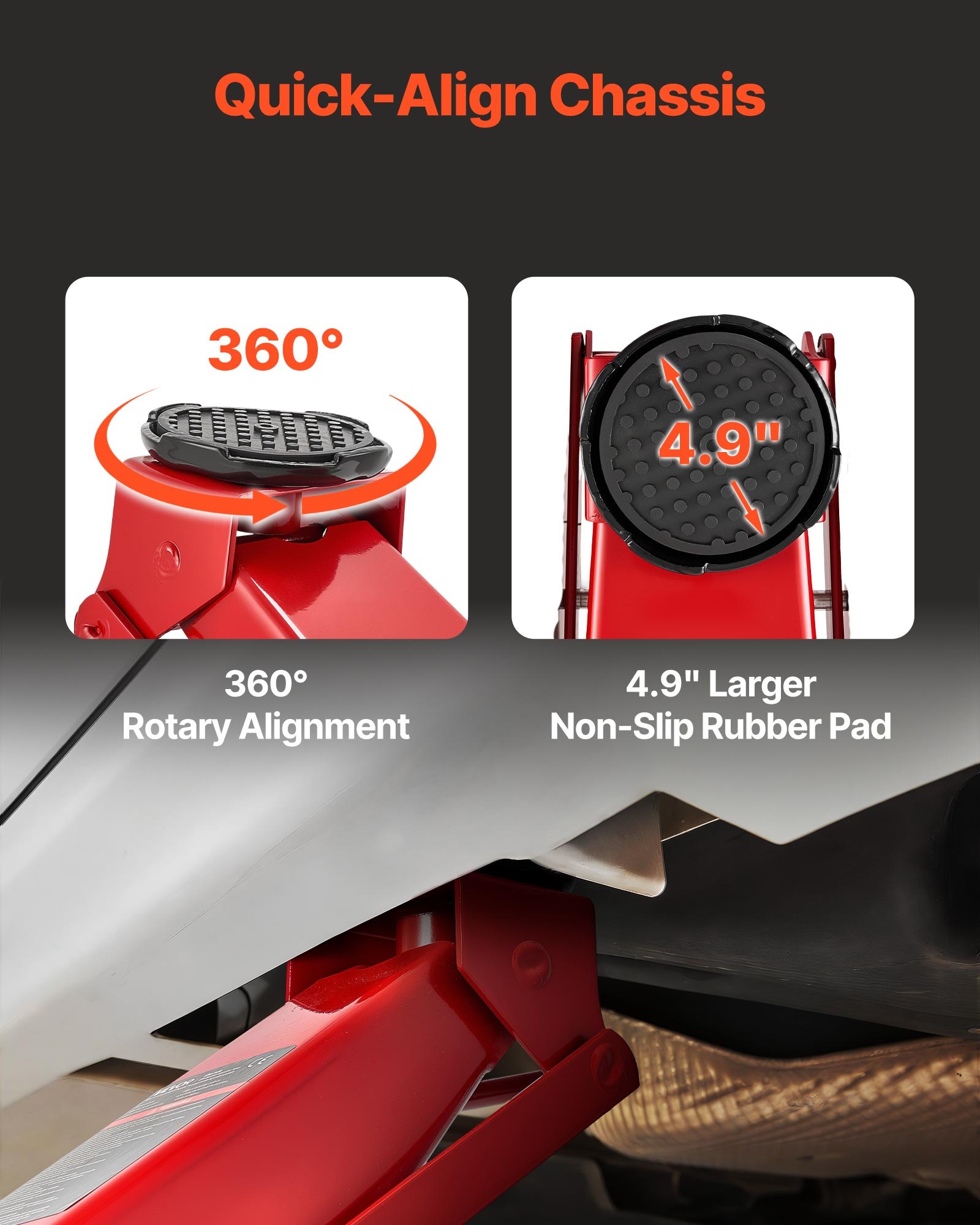 Podnośnik hydrauliczny VEVOR, udźwig 3 tony, niskoprofilowy stalowy podnośnik z jednotłokową pompą szybkiego podnoszenia, podnośnik samochodowy do samochodów sportowych, SUV-ów i pickupów, zakres podnoszenia 13–50 cm, podnośnik do samochodów wyścigowych, czerwony