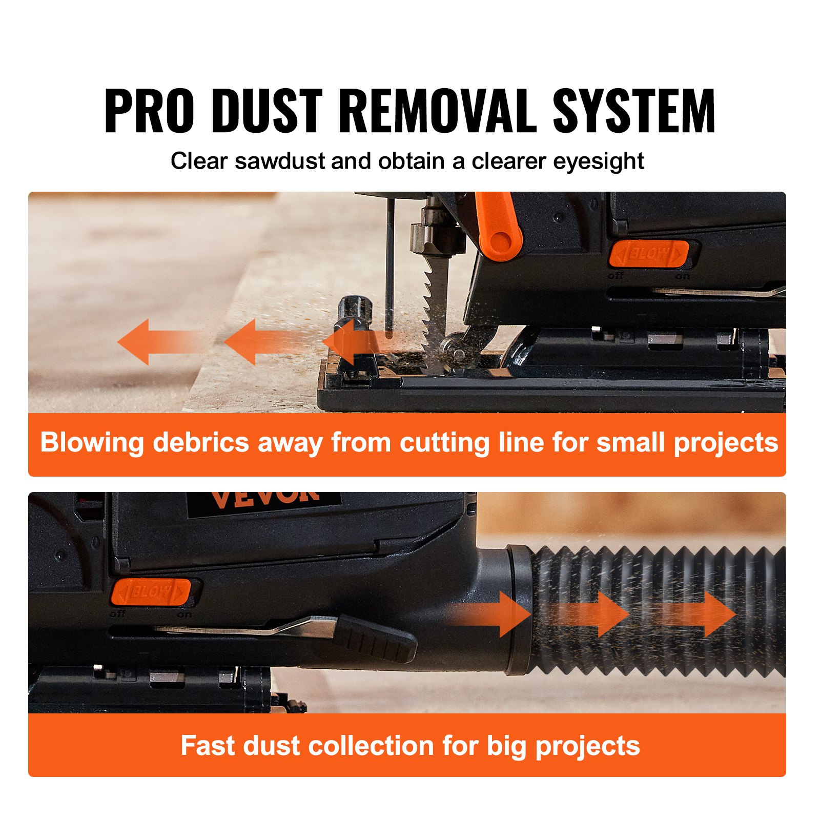 Wyrzynarka wahadłowa VEVOR Wyrzynarka ręczna 800W 6-stopniowa regulacja