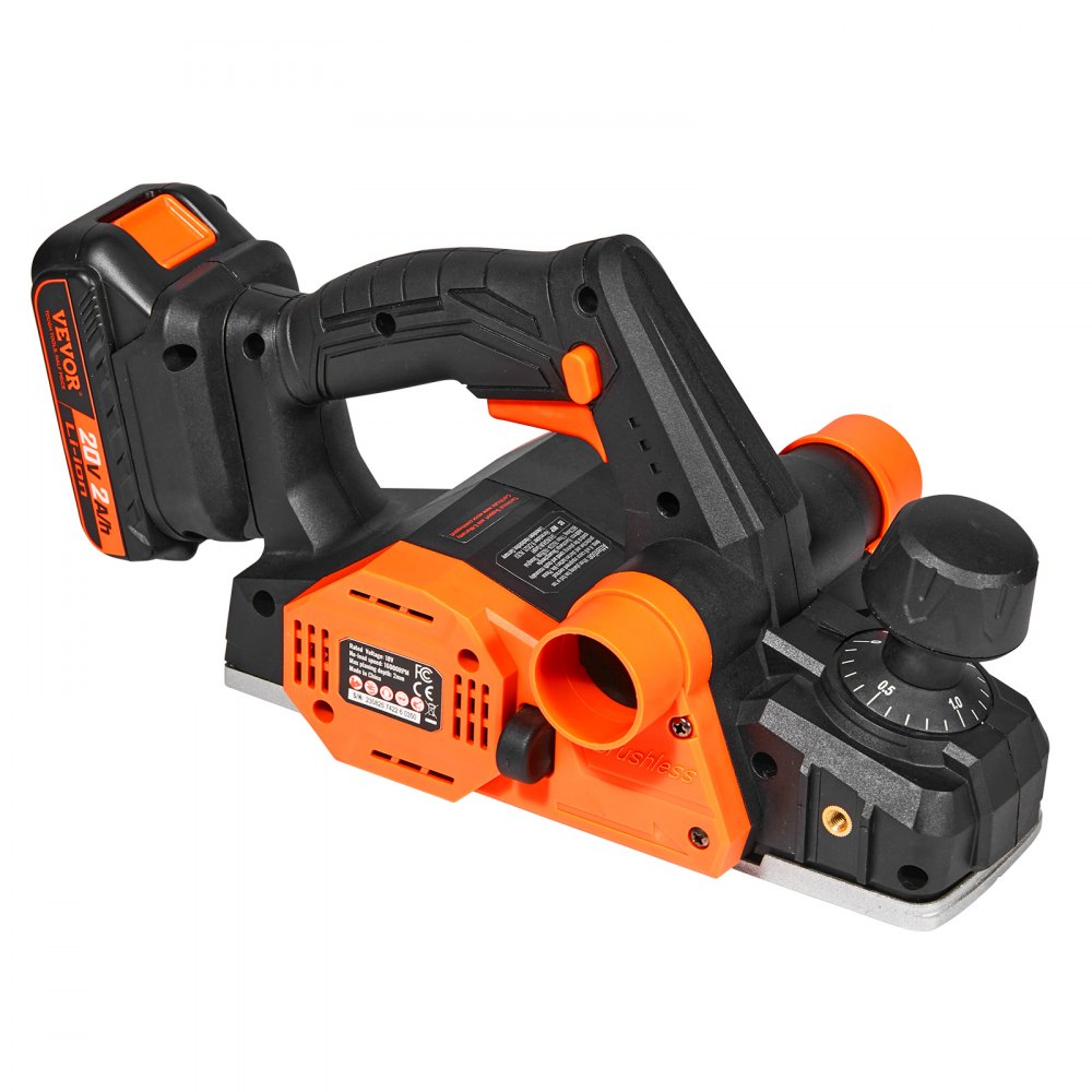 Strug bezprzewodowy VEVOR 20 V, 800 W, strugarka ręczna, szerokość strugania 82 mm, głębokość strugania 2 mm, strugarka elektryczna, 16000 obr./min, strugarka jednoręczna z ostrzami HSS i podwójnym systemem odprowadzania pyłu, strugarka ręczna Hobekl