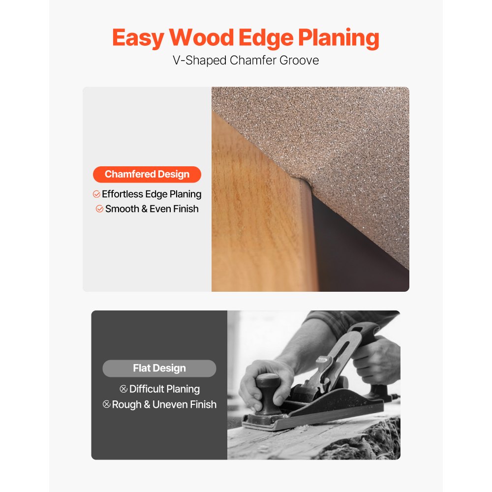 Strug elektryczny VEVOR, szerokość cięcia 56 mm, 14500 obr./min, do drewna, z akumulatorem litowym 2 Ah 12 V, bezszczotkowym silnikiem, regulowaną głębokością cięcia, 2 ostrzami, do obróbki drewna i fazowania.