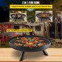 VEVOR Fire Pit Bowl, 30-Calowa Głęboka Okrągła Misa ze Stali Węglowej, Opalana Drewnem na Zewnętrzne Patio, Podwórka I Kemping, z Otworem Spustowym, Przenośnymi Uchwytami i Kijem do Drewna Opałowego