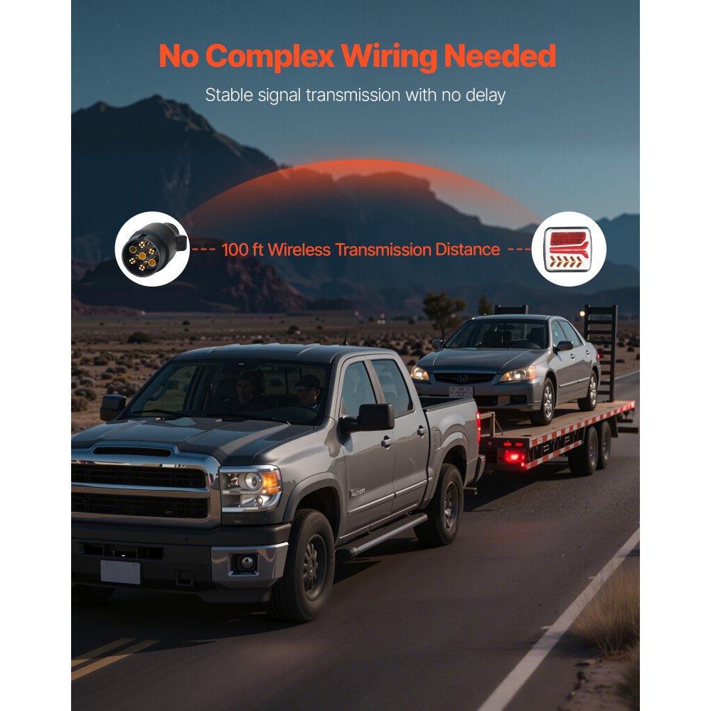 VEVOR Trailer Lights, 2PCS 12V Square LED Magnetic Wireless Trailer Tail Lights Kit with Stop Brake Turn Tail License Plate Reverse Lamp, Waterproof Tow Lighting Kit for Boat Truck Camper RV Tractor