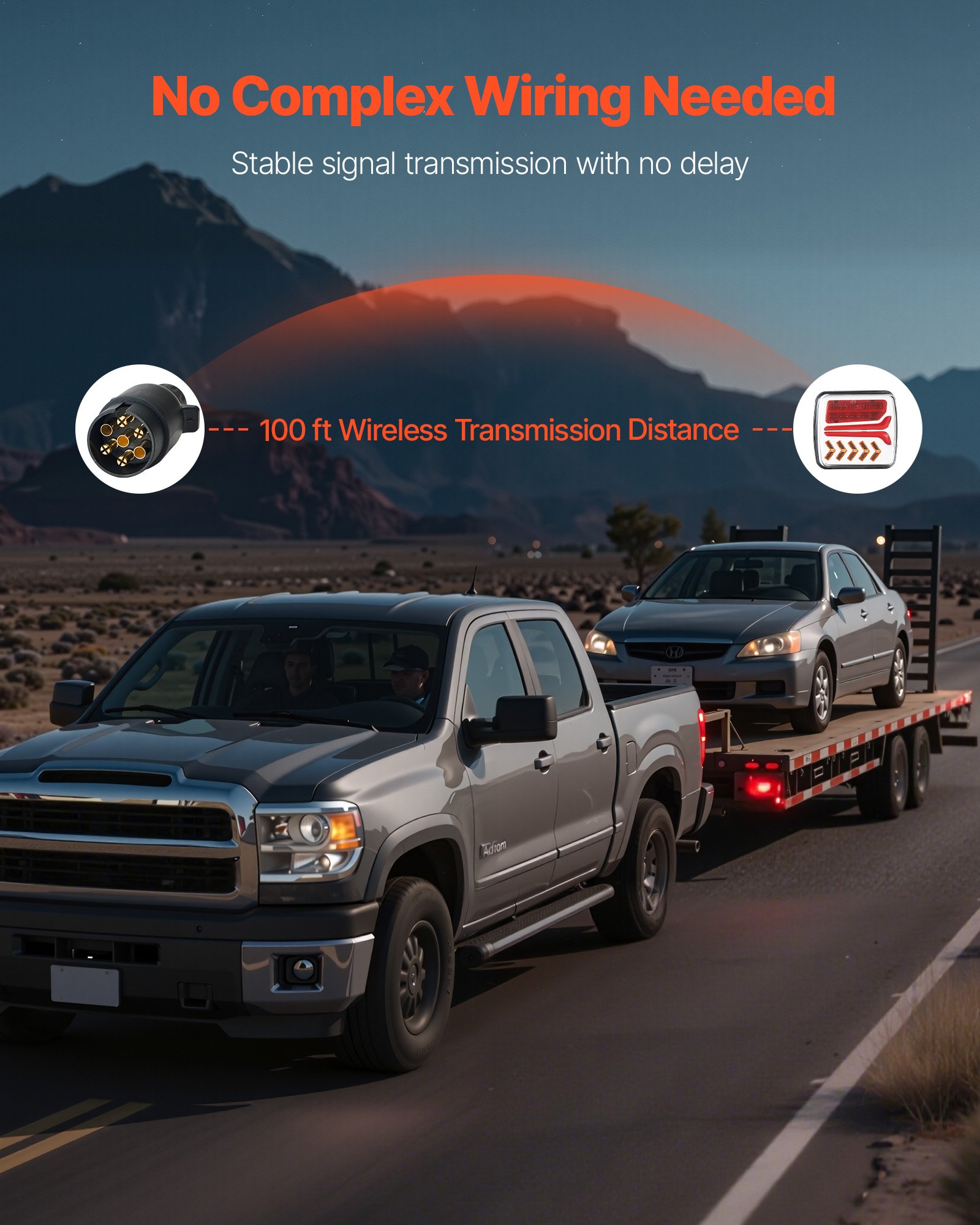 VEVOR Trailer Lights, 2PCS 12V Square LED Magnetic Wireless Trailer Tail Lights Kit with Stop Brake Turn Tail License Plate Reverse Lamp, Waterproof Tow Lighting Kit for Boat Truck Camper RV Tractor