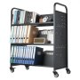 Wózek biblioteczny VEVOR, udźwig 159 kg, 970 x 515 x 1225 mm, dwustronna półka w kształcie litery W z podwójnymi kółkami hamulcowymi, wózek wyprzedażowy do salonu, biura, szkoły, czarny
