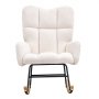 VEVOR Rocking Chair for Children's Room, 113.4 kg Weight Capacity, Upholstered with Teddy Fabric, with Soft Seat & High Backrest, Nursing Chair for Children's Room, Bedroom, Living Room, Ivory White
