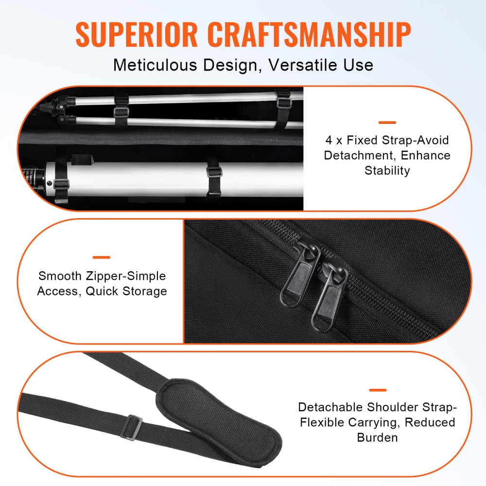 Torba na teleskop VEVOR, 770 mm, futerał na teleskop ze stałymi klamrami, wieloma kieszeniami i wyjmowaną przegrodą na teleskopy, futerał na teleskop do zabezpieczenia tuby optycznej i statywu