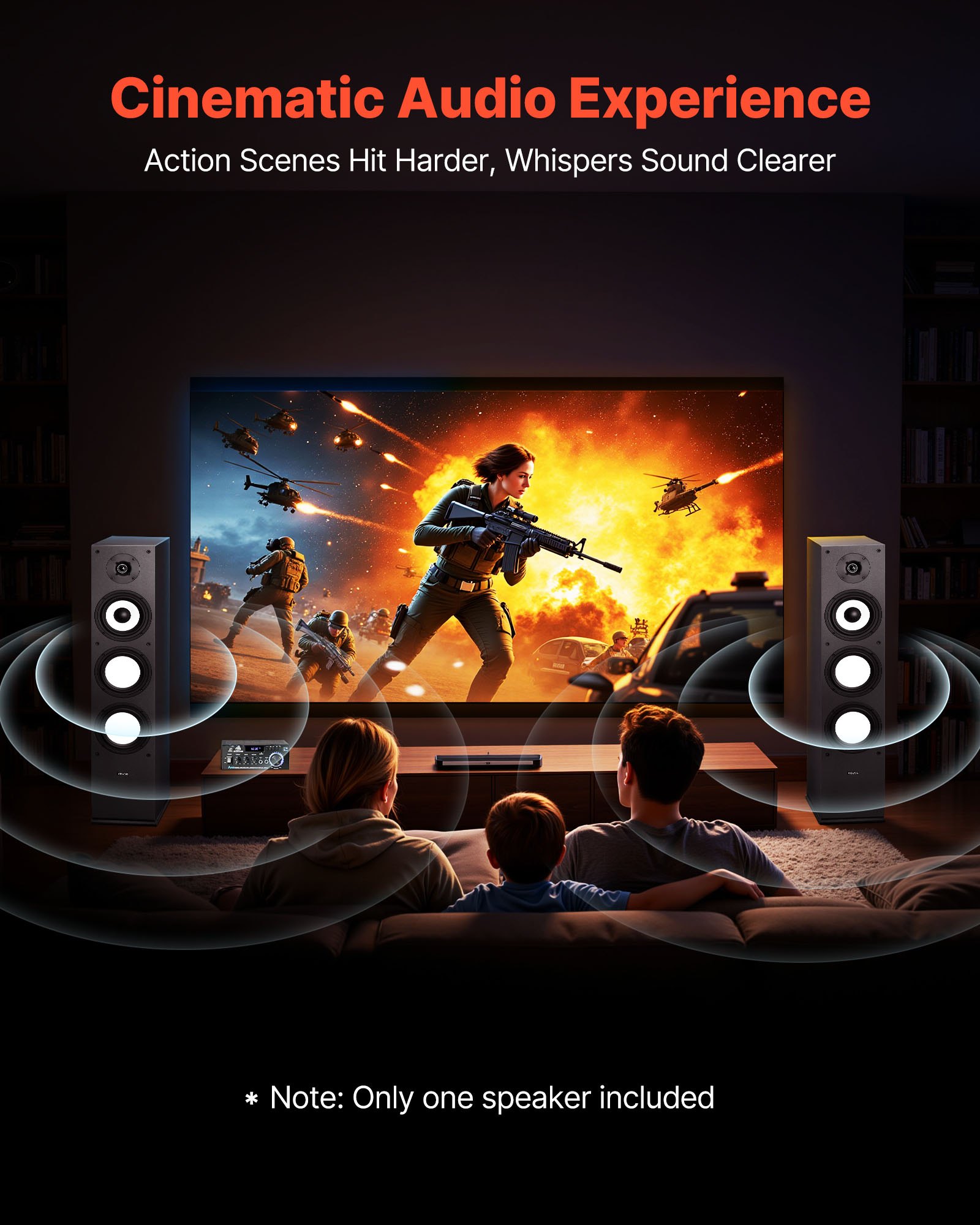 VEVOR Pasywny Głośnik wolnostojący, system dwudrożny, Hi-Fi, 200 W, 70 Hz–20 kHz, głośnik wysokotonowy, 2,54 cm