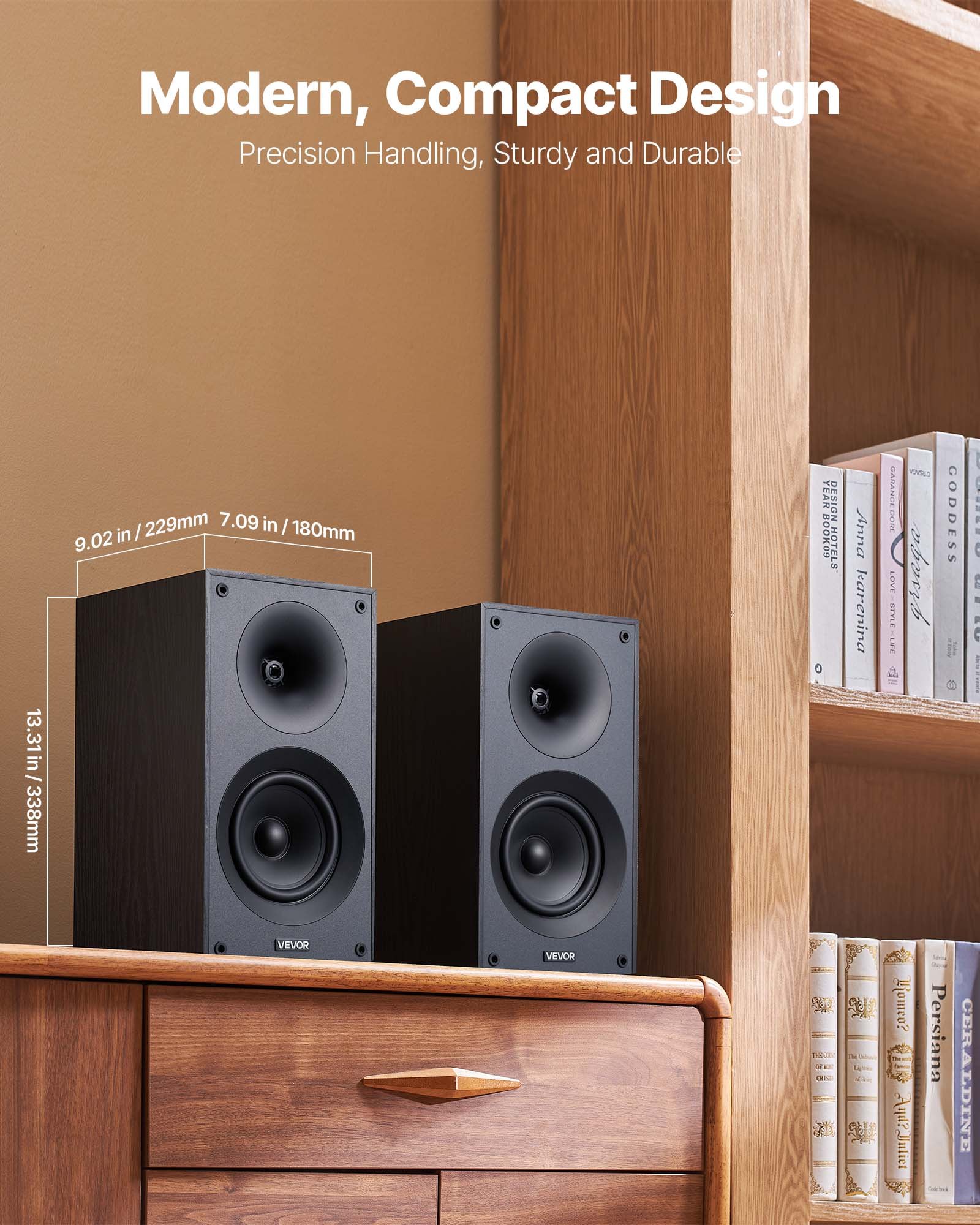 VEVOR Pasywne głośniki półkowe Para głośników stereo 300 W 65 Hz-20 kHz 180 x 229 x 338 mm