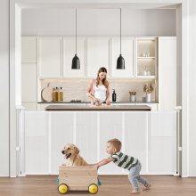 VEVOR Rozkładana bramka dla dzieci, biała, z możliwością przedłużenia, 180 cm