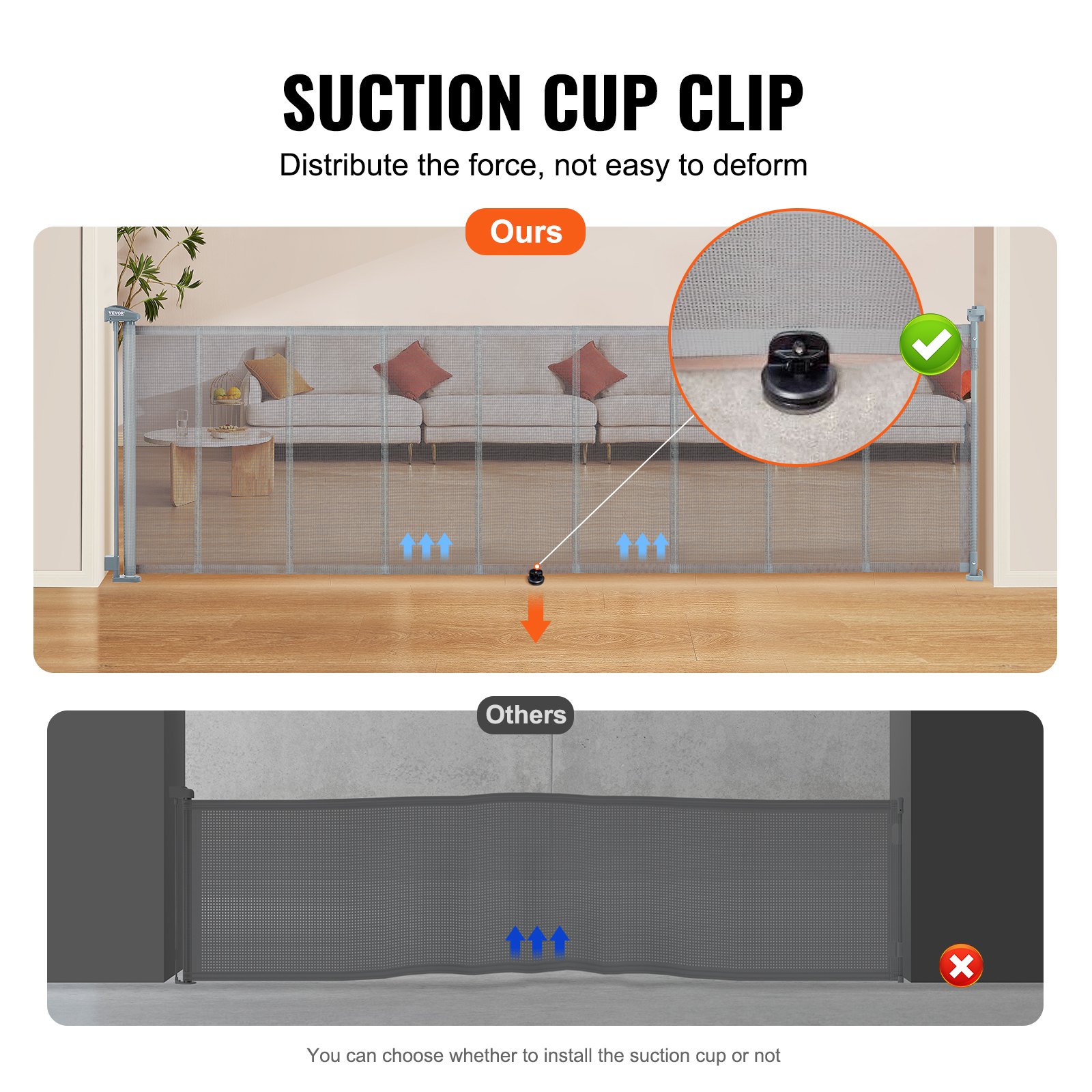 VEVOR Bramka zabezpieczająca do drzwi Bramka schodowa Maks. 295 cm Wysuwana bramka dla dzieci Wysoka bramka dla dziecka 87 cm Zwierzęta domowe Bramka zabezpieczająca dla dzieci Szara bramka schodowa do mocowania dla małego psa Bramka na zewnątrz
