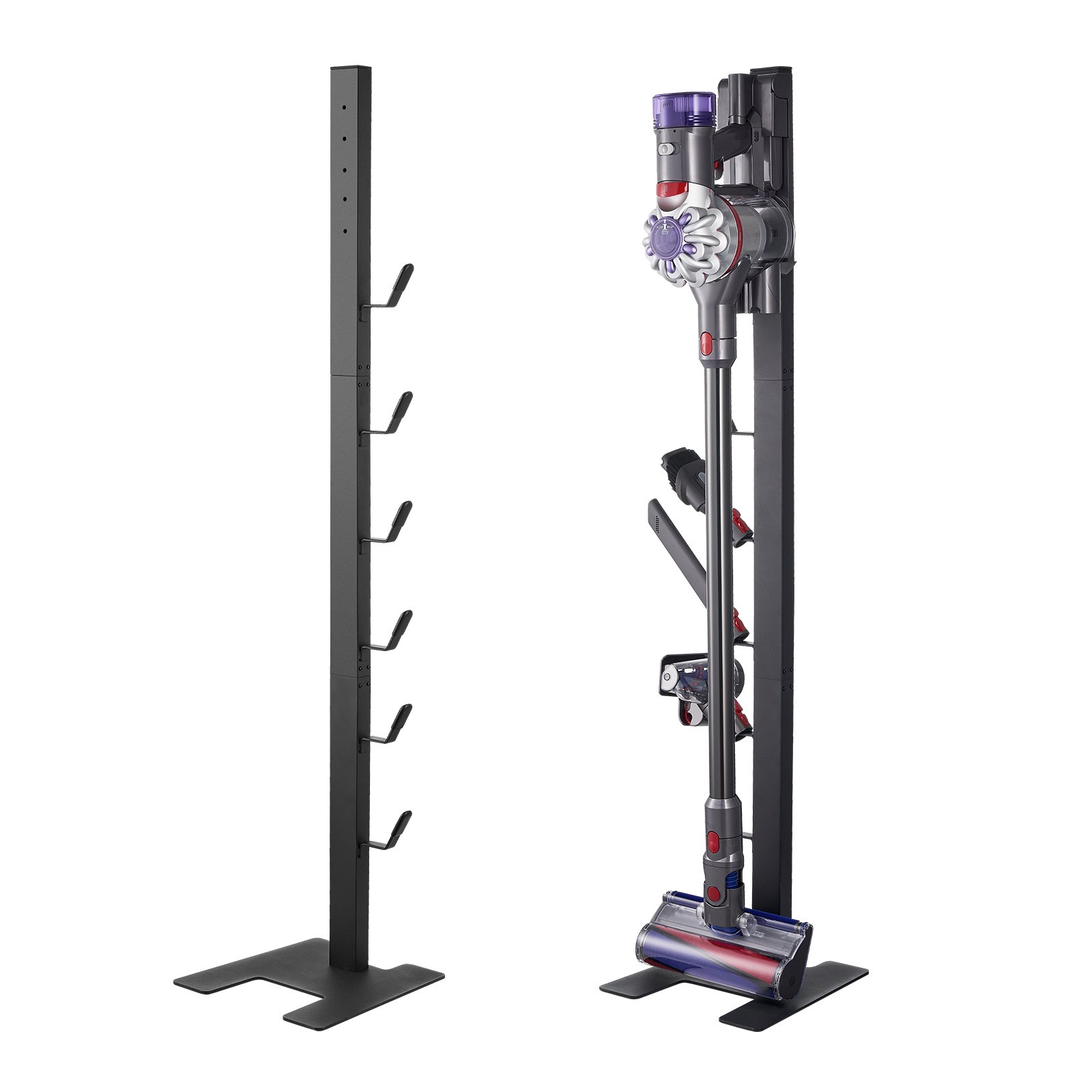 Stojak na odkurzacz VEVOR kompatybilny z odkurzaczami Dyson V6, V7, V8, V10, V11, V15, solidny uchwyt na odkurzacz z 6 haczykami do odkurzaczy bezprzewodowych Dyson DC30, DC31, DC34, DC35, DC58, DC59, DC62, D74 i akcesoriów