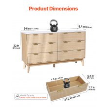 Komoda VEVOR z 6 żłobionymi szufladami Szafka szufladowa 399x1372x813mm