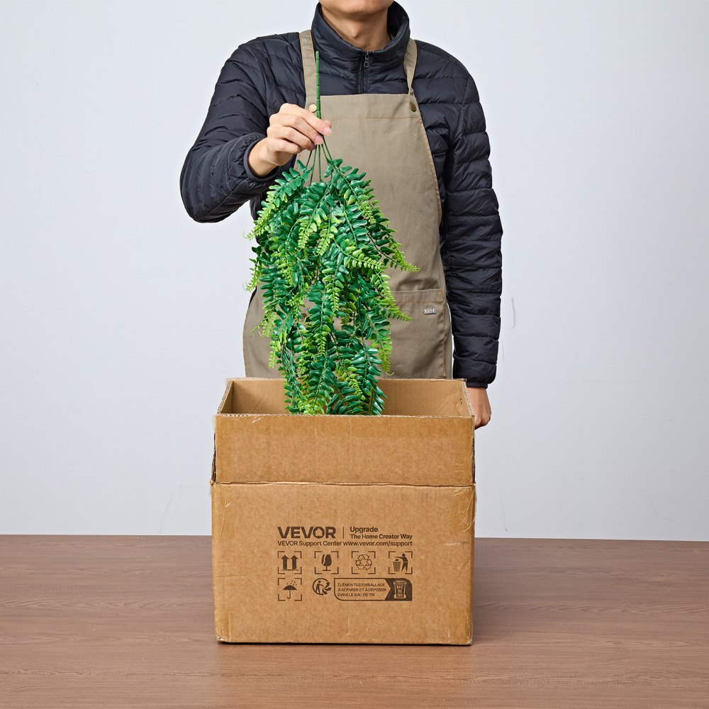 VEVOR 12 szt. sztucznych paproci wiszących, sztuczne rośliny o długości zwisu 79 cm, wykonane z tkaniny syntetycznej i jedwabnej, odporne na promieniowanie UV sztuczne paprocie bostońskie do domu, ogrodu, dekoracji biura, bez doniczki