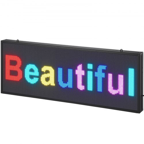 Programowalny znak LED VEVOR, pełnokolorowy panel przewijania LED P10, tablica informacyjna DIY z niestandardowym wzorem animacji tekstu, sterowanie WIFI USB, znak sklepu z wiadomościami 99x35cm