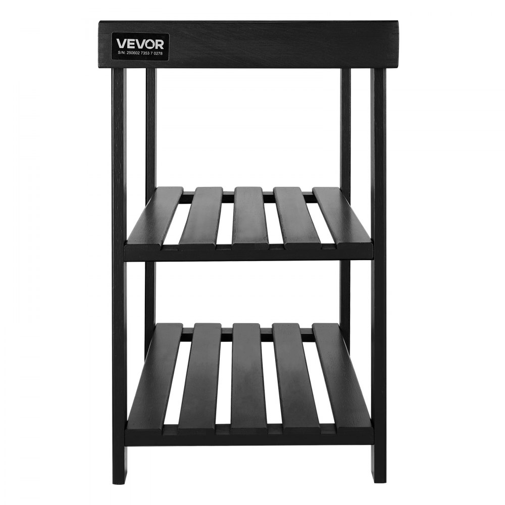 Ławka na buty VEVOR (703 x 288 x 451 mm), ławka do przedpokoju wykonana z bambusa, 3-poziomowa półka na buty (nośność 130 kg), do przedpokoju, salonu, sypialni, czarna
