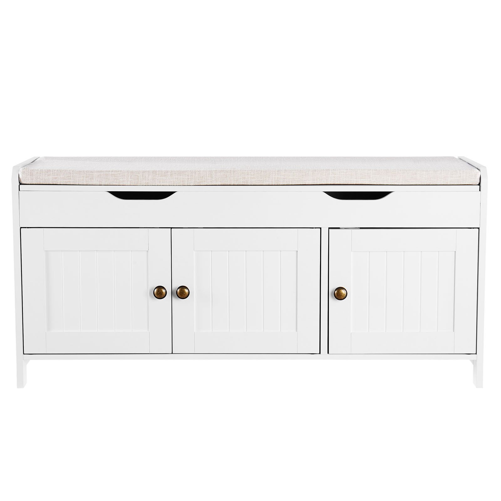 Ławka z półką na buty VEVOR (1050 x 350 x 503 mm), ławka do przedpokoju z podnoszonym schowkiem, siedziskiem i 3 przegrodami, półka na buty (nośność 113,4 kg), do przedpokoju, salonu, sypialni, czarna