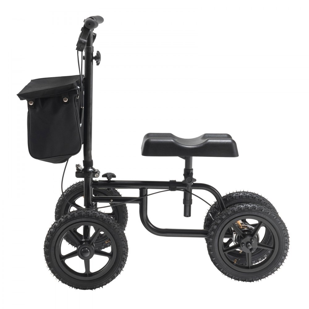 VEVOR Knee Scooter Chodzik kolanowy wykonany ze stali węglowej z regulowaną wysokością kierownicy i ochraniaczem kolan 30 cm koła terenowe podwójne hamulce, skuter rehabilitacyjny nóg dla kontuzjowanych kostek stóp i kolan 160 kg