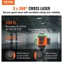 VEVOR Laser krzyżowy 30 m Laser poziomicowy Samopoziomujący laser liniowy 520 nm ± 10 nm Długość fali lasera Laser budowlany ± 0,28 cm przy 10 m Laser krzyżowy ± 3° 8 godzin ciągłej pracy W zestawie bateria litowa Kabel typu C
