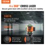 VEVOR Laser Obrotowy Laser Krzyżowy 30m Poziom Lasera Samopoziomujący Laser Liniowy 520nm ± 10nm Długość Fali Lasera ± 0,28cm Przy 10m Laser