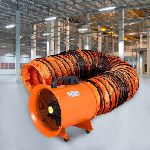 300 mm Wentylator przemysłowy do odpylania pyłu + 5 m elastyczny wąż PVC 3900 m³ / h Warsztat