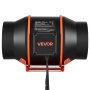 VEVOR 152,4 mm regulowany wentylator kanałowy, 683 m³/h z PWM i sterowaniem za pomocą aplikacji, 10-biegowy wentylator kanałowy z 9-godzinnym timerem, silnikiem EC, wentylator wyciągowy do szklarni, łazienek, piwnic i wyciągów dymu