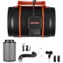 VEVOR Inline Duct Fan Kit Carbon Filter, 1372 m³/h 203 mm EC Motor Exhaust Ventilation Fan with 10-Speed, PWM Controller, App Control, Timer, Cooling for Grow Tent, Indoor Gardening, Hydroponics
