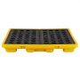 Paleta przeciwrozlewowa VEVOR 1305x1280x150 mm, przemysłowa taca przeciwrozlewowa o nośności statycznej 4000 kg, pojemność 117,4 l, paleta na beczki z odpływem na 4 beczki, platforma przeciwrozlewowa do przechowywania i transportu