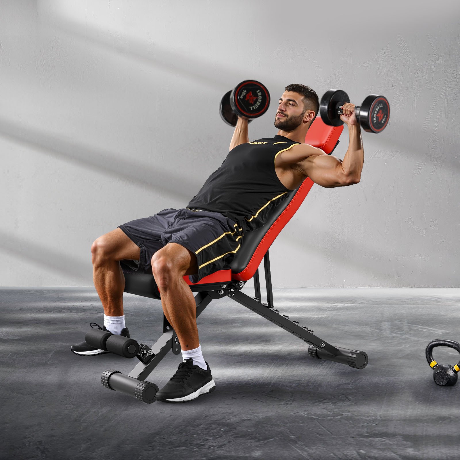 Ławka do ćwiczeń VEVOR Regulowana ławka do ćwiczeń całego ciała (nośność 300 kg), ławka do brzuszków, ławka fitness, płaska ławka z rozszerzoną ochroną głowy/szyi i szybkim składaniem