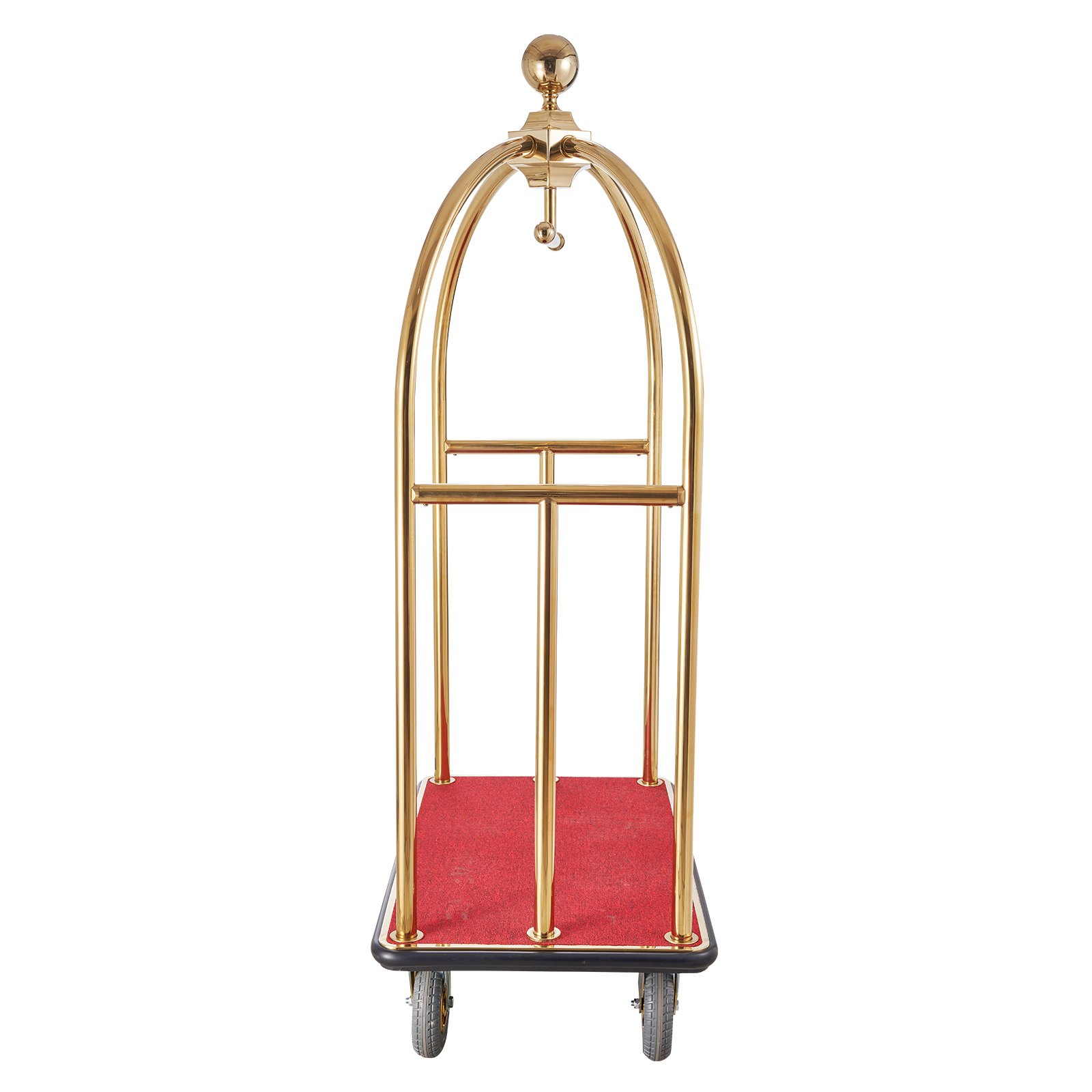 Wózek bagażowy VEVOR Hotel, udźwig 680 kg, wózek hotelowy z wygiętymi słupkami, wózek hotelowy, wózek bagażowy z czerwonym dywanem i 20 cm gumowymi kołami, idealny do hoteli, apartamentów i ośrodków wypoczynkowych