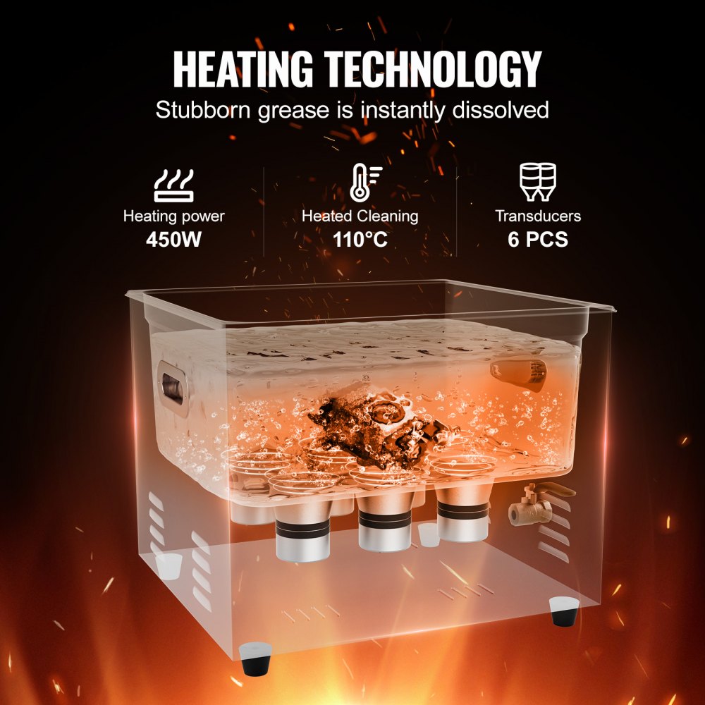 VEVOR 15 L Ultrasonic Cleaner with Heating Timer & Basket, Professional Digital Sonic Cavitation Machine, 360 W Cleaning Machine for Laboratory Tools, Metal Parts, Carburetors, Brass, Car Parts, Engine Parts
