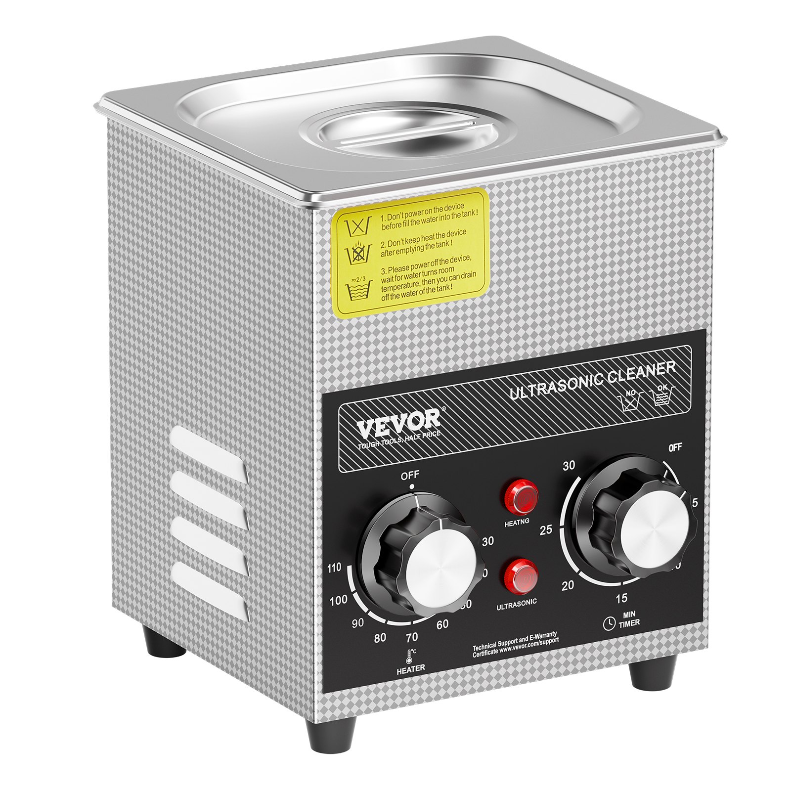 VEVOR 2L ultradźwiękowa myjka z timerem nagrzewania i koszem Profesjonalny cyfrowy ultradźwiękowy sprzęt czyszczący, 60 W Maszyna czyszcząca do zegarków, okularów, monet, części metalowych, narzędzi, srebra